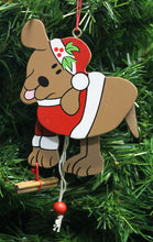 Load image into Gallery viewer, KURT S. ADLER VINTAGE 1990's ANIMATED WOODEN SANTA DOG CHRISTMAS TREE ORNAMENT