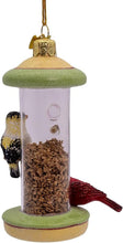 Load image into Gallery viewer, KURT ADLER 4.5" NOBLE GEM GLASS BIRD FEEDER XMAS ORNAMENT w/WINTER BIRDS NBX0119