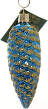 Load image into Gallery viewer, OLD WORLD CHRISTMAS BLUE SHIMMERING CONE GLASS CHRISTMAS ORNAMENTS 48006