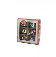 Load image into Gallery viewer, KURT ADLER 3" EARLY YEARS SET OF 6 GLASS STRIPED REFLECTOR XMAS ORNAMENTS G1406C