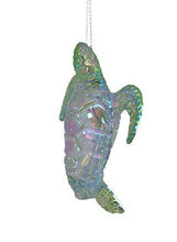 Load image into Gallery viewer, KURT ADLER SET OF 3 IRIDESCENT ACRYLIC ORNAMENTS SHELL/SEA TURTLE/SEAHORSE T2402