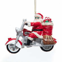 Load image into Gallery viewer, KURT ADLER 4.5" RESIN SANTA ON MOTORCYCLE "OLD GUYS RULE" XMAS ORNAMENT E1001