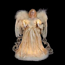 Load image into Gallery viewer, KURT ADLER 10 LIGHT 12" IVORY ANGEL w/FEATHER WINGS XMAS TREE TOPPER DECORATION