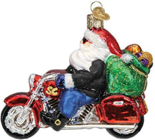 Load image into Gallery viewer, OLD WORLD CHRISTMAS BIKER SANTA BLOWN GLASS CHRISTMAS ORNAMENT 40313