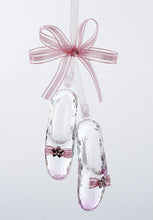 Load image into Gallery viewer, KURT ADLER ACRYLIC PINK BALLET SLIPPERS w/PINK BOW & JEWEL XMAS ORNAMENT D1345
