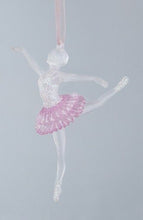 Load image into Gallery viewer, KURT ADLER CLEAR & PINK FROSTED ACRYLIC BALLERINA CHRISTMAS ORNAMENT T1298-A
