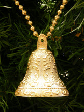Load image into Gallery viewer, 9 FT LONG METALLIC GOLD BEADED GARLAND WITH BELLS HOLIDAY CHRISTMAS DECORATION