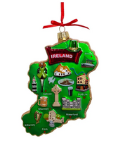 Load image into Gallery viewer, KURT ADLER 5.25" IRELAND MAP IRISH HERITAGE GLASS CHRISTMAS ORNAMENT C7751
