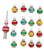 Load image into Gallery viewer, KURT ADLER 30MM EARLY YEARS MINI GLASS BALL ORNAMENTS &amp; TREETOP 17-PIECE BOX SET
