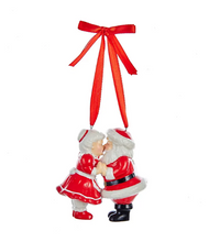 Load image into Gallery viewer, KURT ADLER 3.5" PORCELAIN SANTA &amp; MRS CLAUS KISSING CHRISTMAS ORNAMENT J7745
