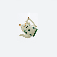 Load image into Gallery viewer, KURT ADLER SET OF 2 HAND PAINTED PORCELAIN IRISH MINI TEAPOT CHRISTMAS ORNAMENTS
