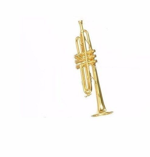 KURT S ADLER POLISHED BRASS TRUMPETw/CASE MUSICAL INSTRUMENT CHRISTMAS ORNAMENT