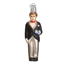 Load image into Gallery viewer, OLD WORLD CHRISTMAS BRUNETTE GROOM WEDDING GLASS CHRISTMAS ORNAMENT 24174

