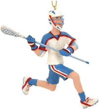Load image into Gallery viewer, KURT ADLER 4.5" HAND PAINTED RESIN BOY LACROSSE PLAYER CHRISTMAS TREE ORNAMENT

