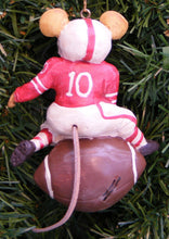 Load image into Gallery viewer, KURT ADLER "HOLE IN THE WALL GANG" TOUCHDOWN FOOTBALL MOUSE CHRISTMAS ORNAMENT
