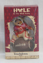 Load image into Gallery viewer, KURT ADLER "HOLE IN THE WALL GANG" TOUCHDOWN FOOTBALL MOUSE CHRISTMAS ORNAMENT
