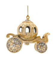 Load image into Gallery viewer, KURT ADLER 5" METALLIC GOLD CARRIAGE ORNAMENT w/GLITTER ACCENTS &amp; GEM STONES
