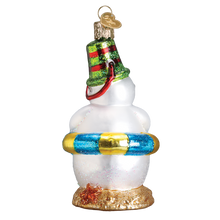 Load image into Gallery viewer, OLD WORLD CHRISTMAS SNOWMAN ON BEACH NAUTICAL COASTAL GLASS XMAS ORNAMENT 24177
