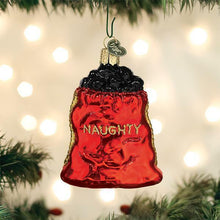 Load image into Gallery viewer, OLD WORLD CHRISTMAS BAG OF COAL NAUGHTY GLASS CHRISTMAS ORNAMENT 36256
