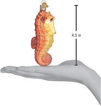 Load image into Gallery viewer, OLD WORLD CHRISTMAS ORANGE SEA HORSE NAUTICAL GLASS CHRISTMAS ORNAMENT 12607
