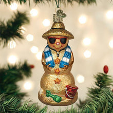 Load image into Gallery viewer, OLD WORLD CHRISTMAS SAND SNOWMAN NAUTICAL COASTAL GLASS XMAS ORNAMENT 24188
