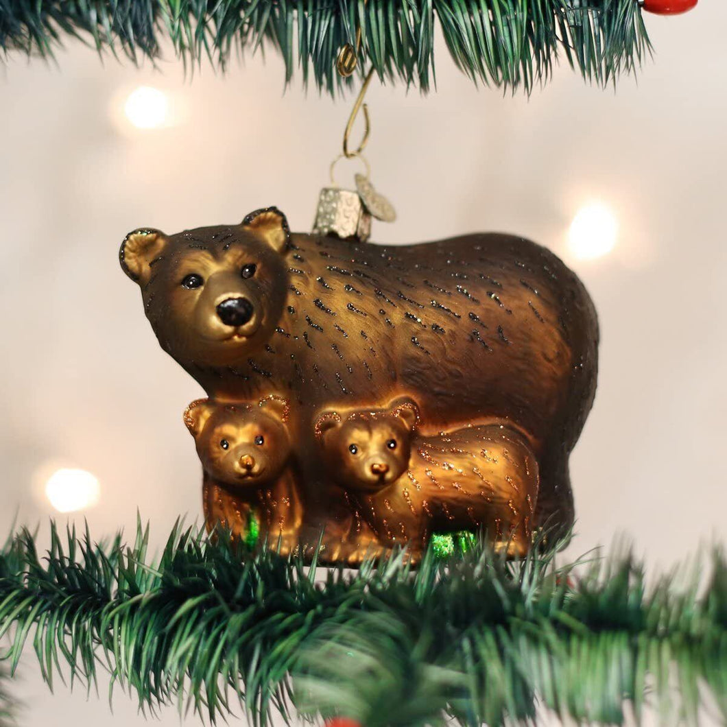 OLD WORLD CHRISTMAS BEAR WITH CUBS GLASS CHRISTMAS ORNAMENT 12199