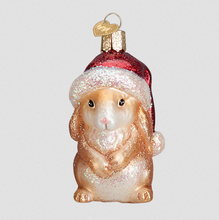 Load image into Gallery viewer, OLD WORLD CHRISTMAS CHRISTMAS BUNNY w/SANTA HAT GLASS CHRISTMAS ORNAMENT 12626
