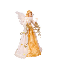 Load image into Gallery viewer, KURT ADLER 16" UL 10-LIGHT CREME &amp; GOLD ANGEL CHRISTMAS TREE TOPPER UL2216

