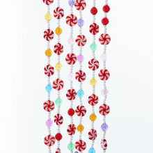 Load image into Gallery viewer, KURT ADLER 9' MULTI-COLOR CANDY GARLAND w/ RED &amp; WHITE PEPPERMINT SWIRL ROUNDS
