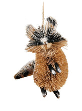 Load image into Gallery viewer, GALLERIE II 4" NATURAL BURI BRISTLE RACCOON WOODLAND ANIMAL CHRISTMAS ORNAMENT
