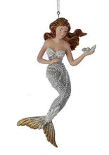 Load image into Gallery viewer, KURT ADLER SET OF 3 SILVER &amp; GOLD MERMAID NAUTICAL COASTAL CHRISTMAS ORNAMENTS
