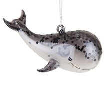 Load image into Gallery viewer, GALLERIE II BLOWN ART GLASS GRAY WHALE NAUTICAL COASTAL CHRISTMAS ORNAMENT
