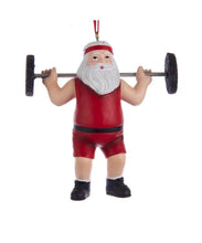Load image into Gallery viewer, Kurt Adler 4.13" Resin Weightlifter Santa Christmas Ornament A1861
