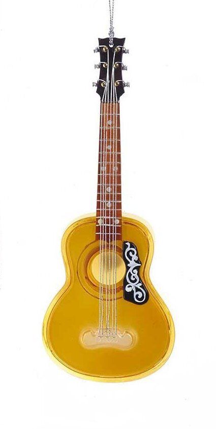 KURT ADLER YELLOW ACOUSTIC GUITAR ELVIS MUSICAL INSTRUMENT CHRISTMAS ORNAMENT