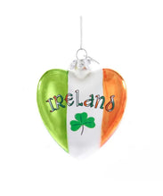 Load image into Gallery viewer, KURT ADLER 3" IRELAND GLASS HEART  IRISH HERITAGE GLASS CHRISTMAS ORNAMENT C7579
