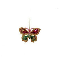 Load image into Gallery viewer, KURT ADLER 3.75" RAINBOW BUTTERFLY w/ GOLD GLITTER CHRISTMAS ORNAMENT STYLE 2
