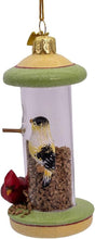 Load image into Gallery viewer, KURT ADLER 4.5" NOBLE GEM GLASS BIRD FEEDER XMAS ORNAMENT w/WINTER BIRDS NBX0119
