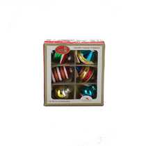 Load image into Gallery viewer, KURT ADLER 3" EARLY YEARS SET OF 6 GLASS STRIPED REFLECTOR XMAS ORNAMENTS G1406B
