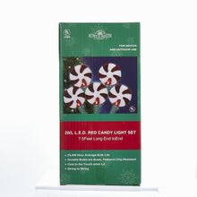 Load image into Gallery viewer, KURT ADLER RED LED PEPPERMINT SWIRL CANDY 20 LIGHT SET CHRISTMAS LIGHTS UL0147
