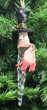 Load image into Gallery viewer, KURT ADLER VINTAGE ACRYLIC ICICLE FOLK ART SNOWMAN w/ SCARF CHRISTMAS ORNAMENT
