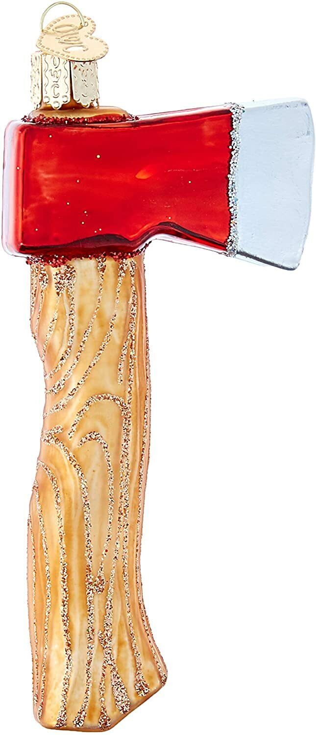 OLD WORLD CHRISTMAS AXE BLOWN GLASS HATCHET LUMBERJACK TOOL XMAS ORNAMENT 32313