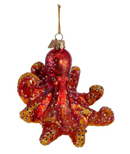 Load image into Gallery viewer, Kurt Adler Noble Gems 4" Red Glass Octopus Nautical Christmas Ornament NB0592
