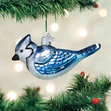 Load image into Gallery viewer, OLD WORLD CHRISTMAS BRIGHT BLUE JAY BLOWN GLASS CHRISTMAS ORNAMENT 16121

