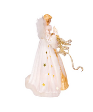 Load image into Gallery viewer, KURT ADLER 16" UL 10-LIGHT CREME &amp; GOLD ANGEL CHRISTMAS TREE TOPPER UL2216
