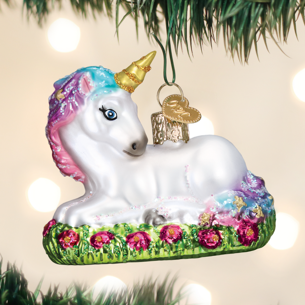 OLD WORLD CHRISTMAS BABY UNICORN CHRISTMAS ORNAMENT 12534
