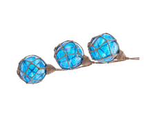 Load image into Gallery viewer, KURT ADLER 7" GLASS &amp; TWINE BLUE BUOY FISHING FLOAT NAUTICAL XMAS ORNAMENT D3638
