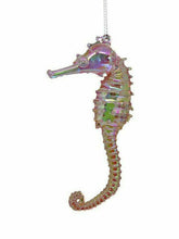Load image into Gallery viewer, KURT ADLER SET OF 3 IRIDESCENT ACRYLIC ORNAMENTS SHELL/SEA TURTLE/SEAHORSE T2402
