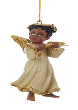 Load image into Gallery viewer, KURT ADLER SET OF 3 AFRICAN AMERICAN ANGELS PLAYING MUSICAL INSTRUMENTS H9529
