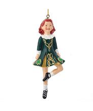 Load image into Gallery viewer, KURT ADLER 6" RESIN HAND PAINTED IRISH STEP DANCING GIRL XMAS ORNAMENT W4100
