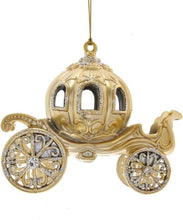 Load image into Gallery viewer, KURT ADLER 5" METALLIC GOLD CARRIAGE ORNAMENT w/GLITTER ACCENTS &amp; GEM STONES
